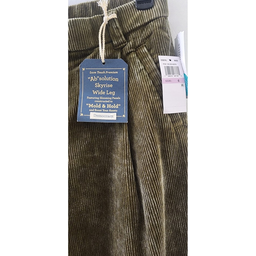 Democracy Ab-solution Skyrise Wide Leg Corduroy Pants Olive Green Size 6 NWT - Picture 4 of 11